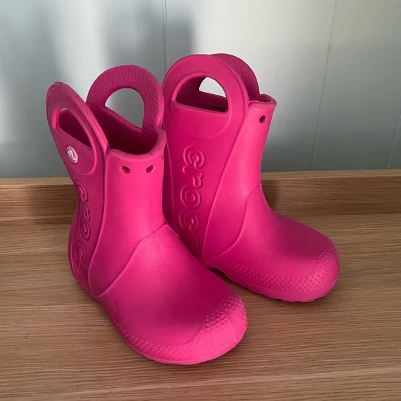 Crocs Kids Pink Rain Boots - Picture 1 of 4